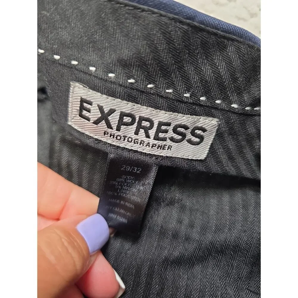 Express Suit Mens Blazer 36 Short Pants 29 X 32 Photographer Fitted Blue